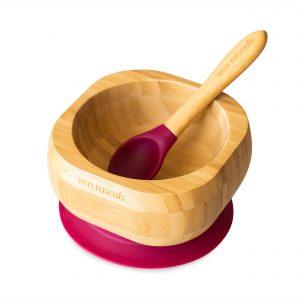 Bol Bambú Granate Eco Rascals con Cuchara