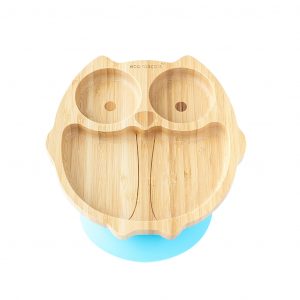 Plato Bambú Eco Rascals Búho Azúl