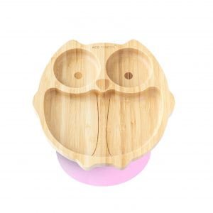 Plato Bambú Eco Rascals Búho Rosa