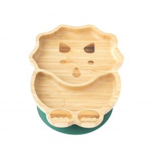 Plato Bambú Eco Rascals Dino Verde