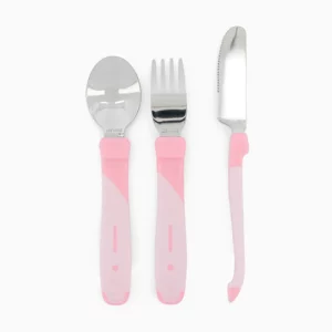 Cubiertos de Acero Twistshake +12 Meses Rosa Pastel