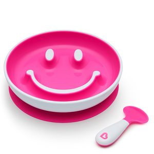 Pack Plato Ventosa y Cuchara Aprendizaje Rosa Munchin