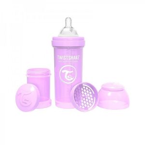 Biberón Anticólico Twistshake 260ml Lila Pastel
