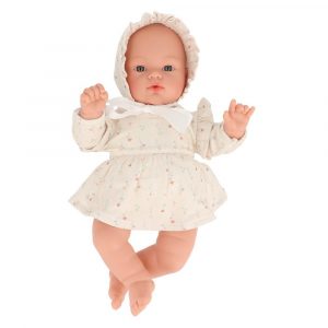 Muñeca Helena con Vestido y Gorro White Flowers Monneka
